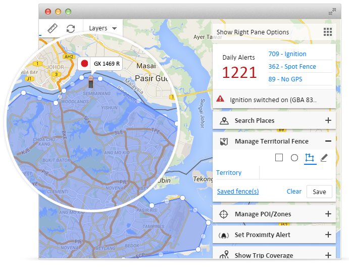 Geofence alert in gps vehicle tracking